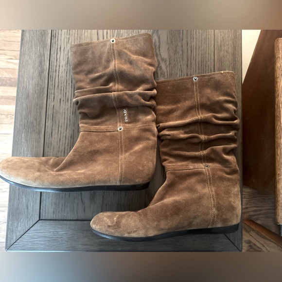 Prada Tan Suede Ankle Boots - Picture 1 of 7